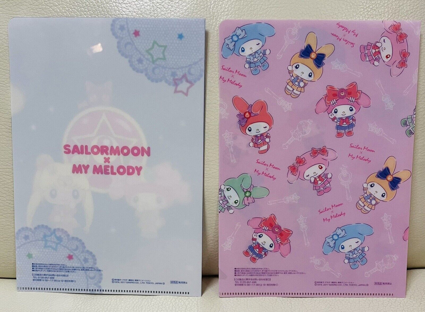 Sailor Moon and My Melody collaborated Folders,A5 size,2 pieces.2017.Rare☆