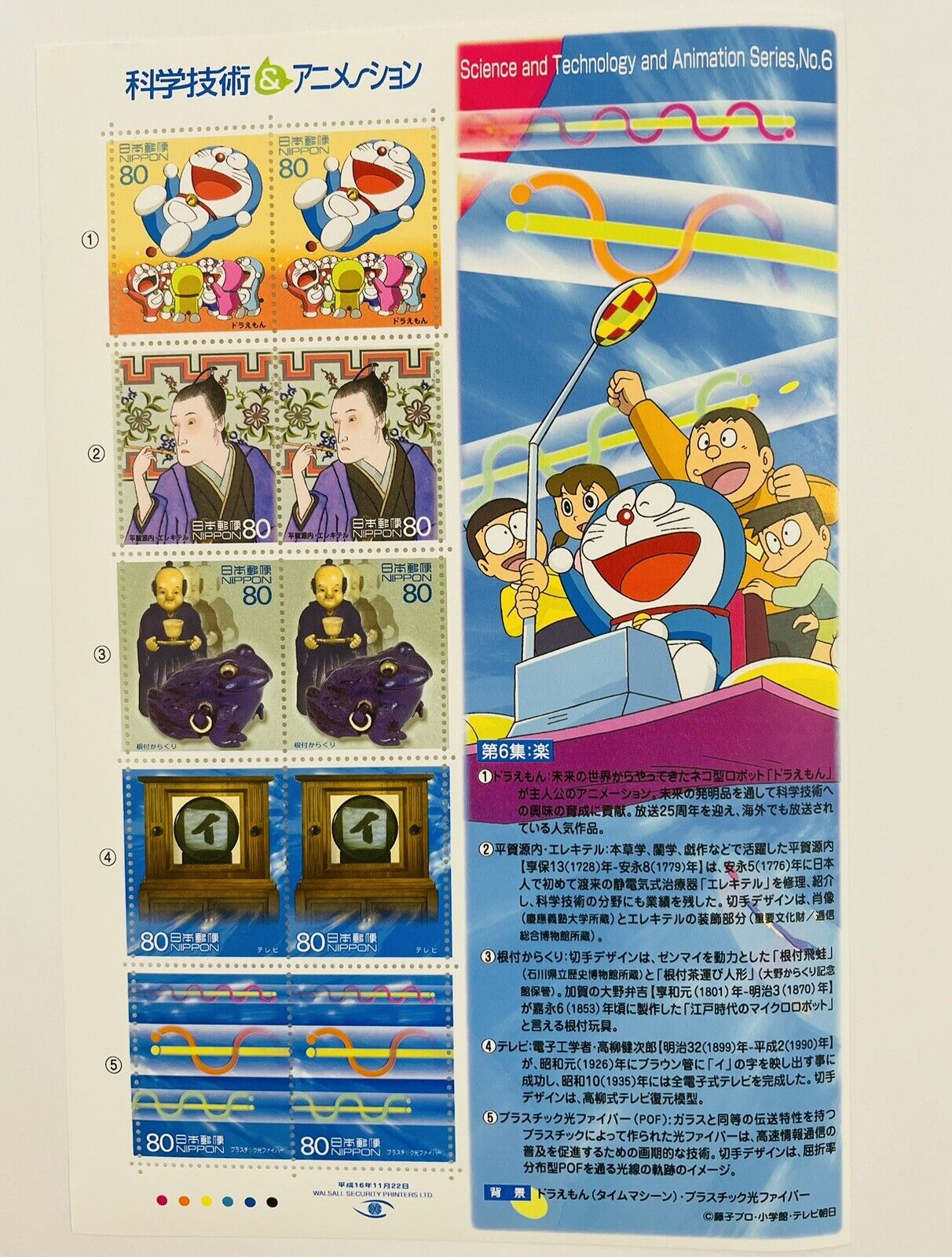 Doraemon and other Japanese postage stamps.2004/80yen×10/Anime