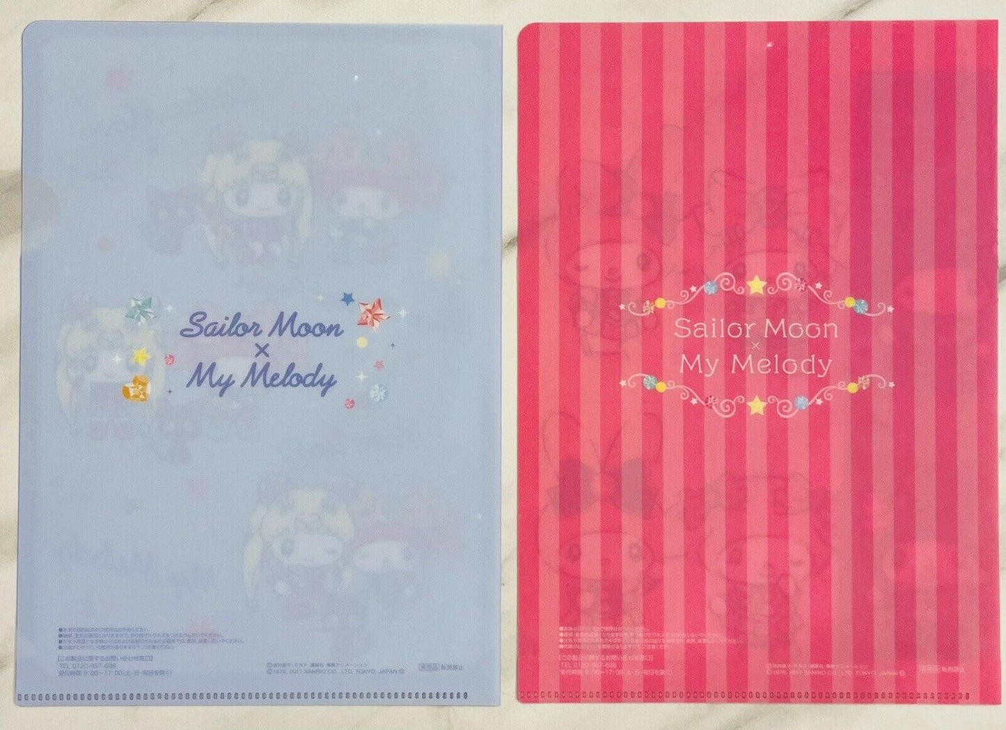 Sailor Moon and My Melody collaborated Folders,A5 size,2 pieces.Rare☆
