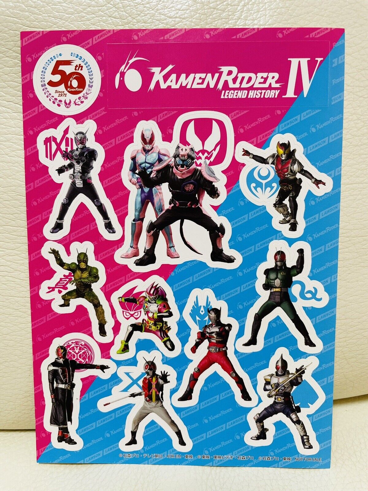 KAMEN RIDER Stickers. 4 sheets.50th Anniversary