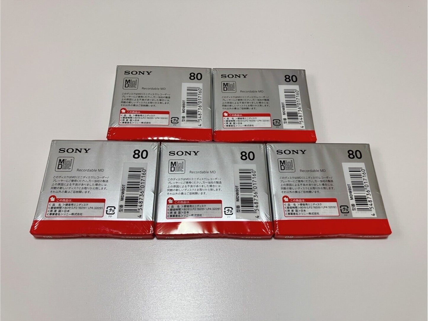 Sony MDW80T MD 80 Minutes Recordable Blank MiniDisc 5 pieces set