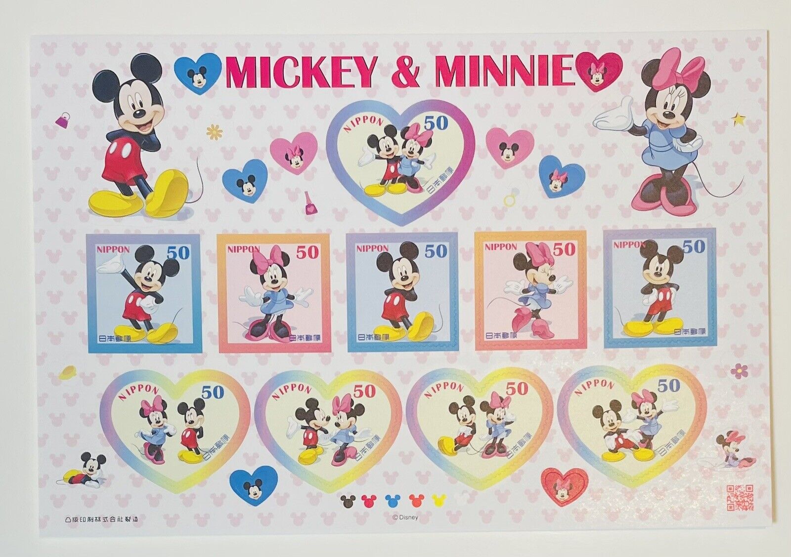 Mickey Mouse and Minnie Mouses Stamps Japan Post 50yen×10/2012/good condition