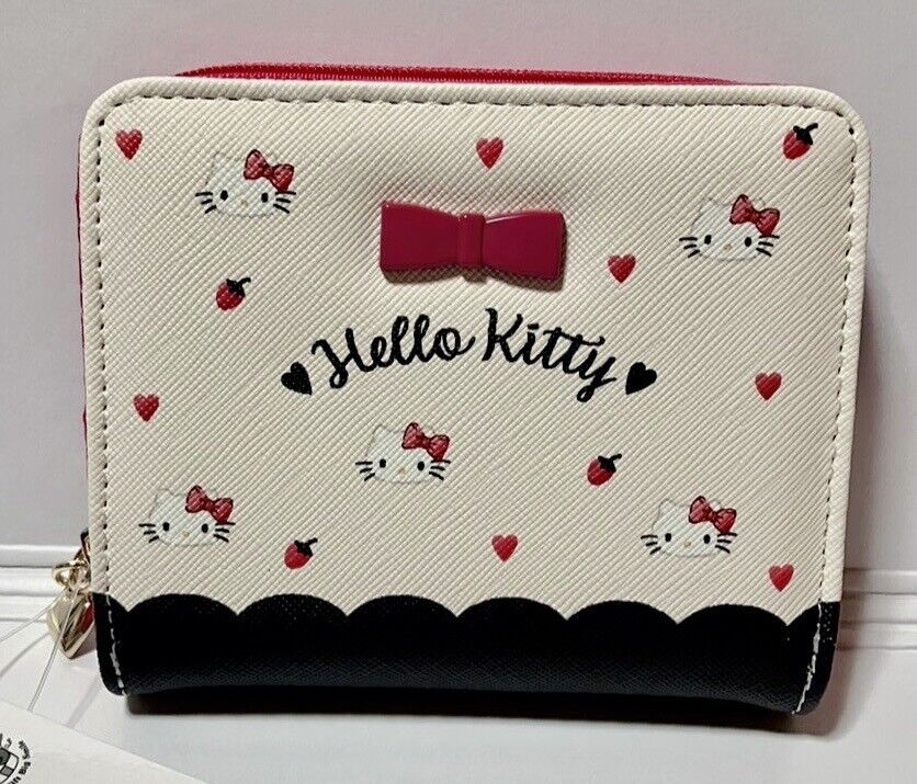 Hello Kitty Wallet Purse Heart and Strawberry ♡ New from Japan