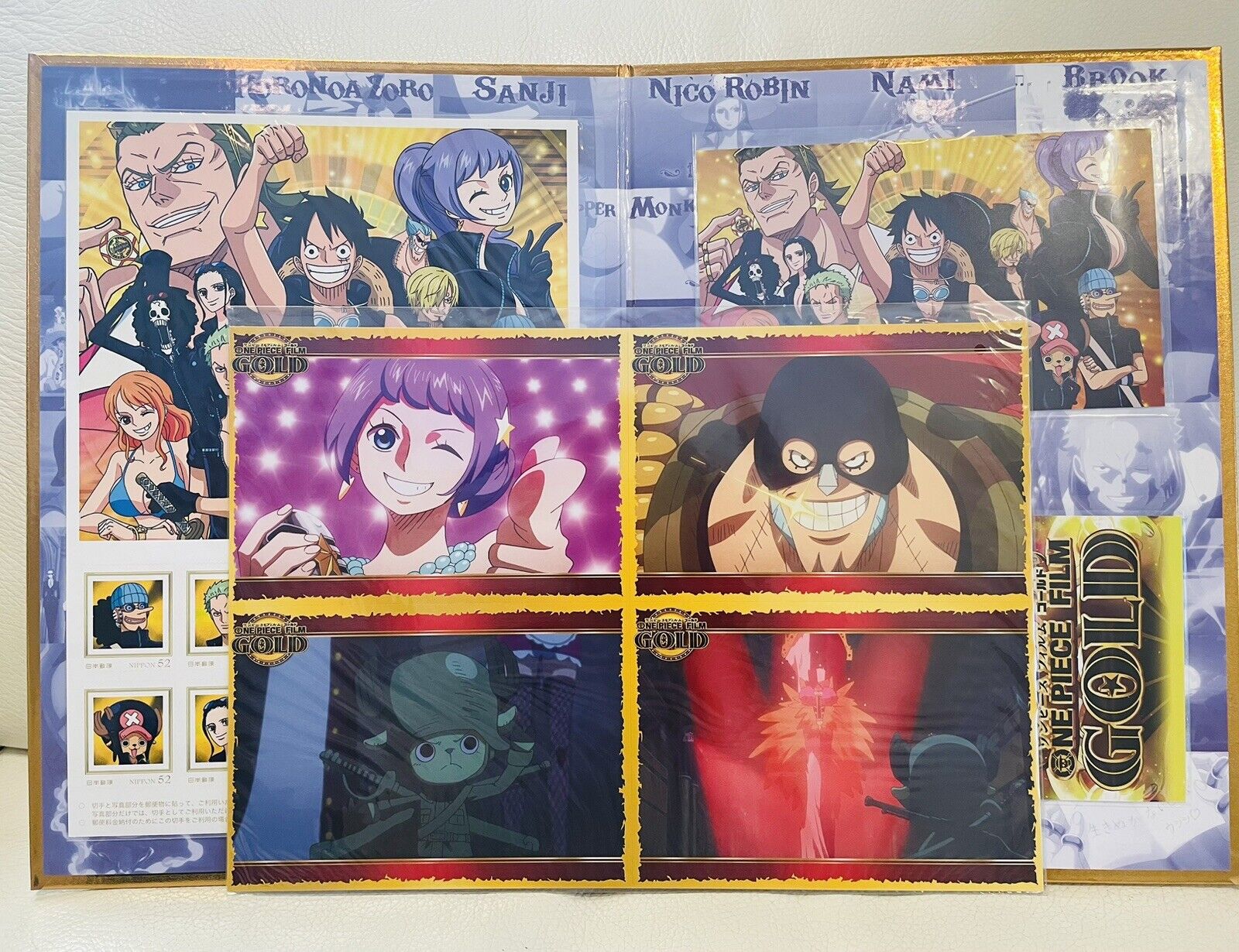 ONE PIECE Film Gold Postage Stamps and Postcards Collection Set,2016,Very Rare☆