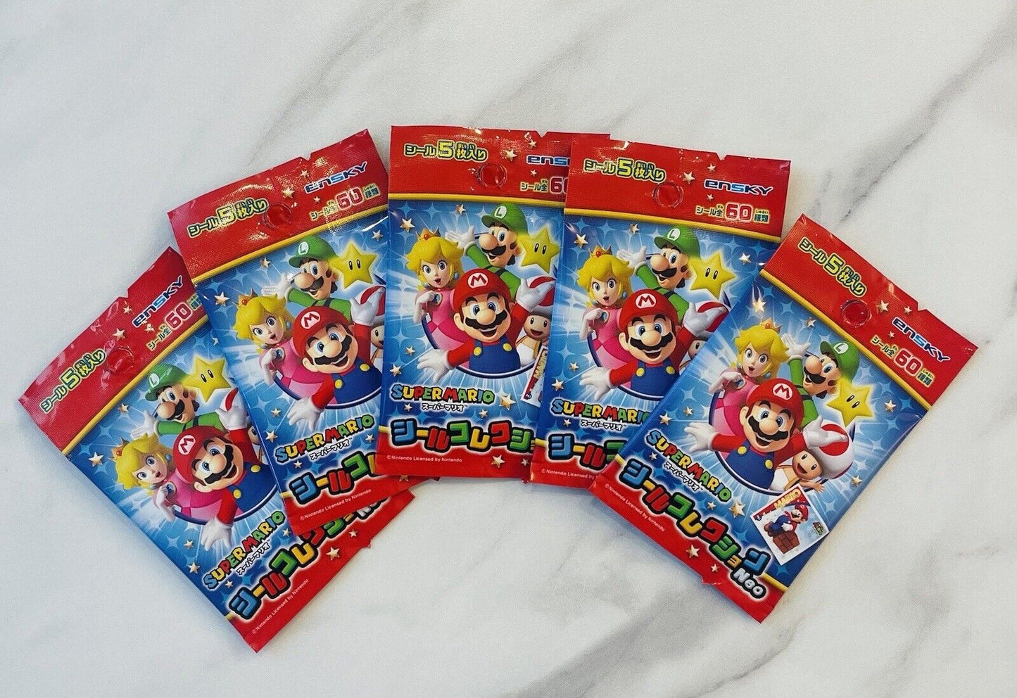 Super Mario Bros. stickers 5 Packs 25 Stickers New Sealed Packs Japan limited