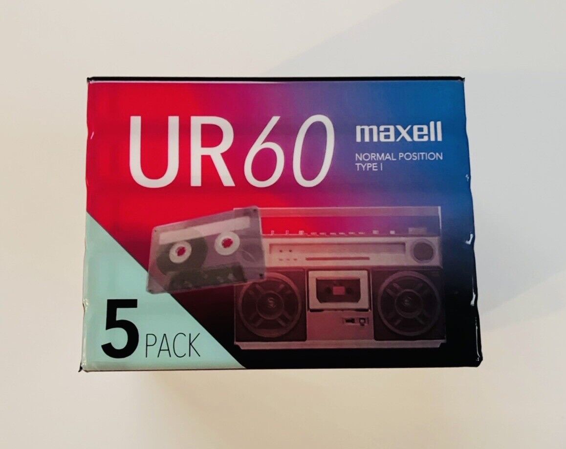 Maxell Cassette Tape 60 min 5 Pieces Set in Pack UR-60N 5P New Sealed