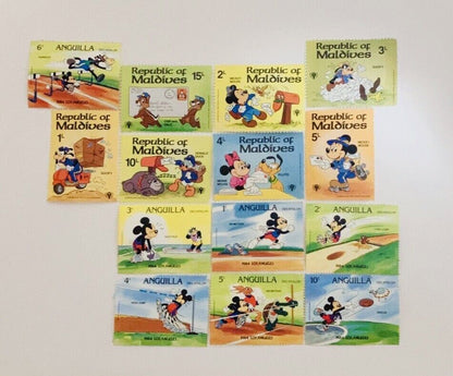 The Disney World of Postage Stamps 14 All Different Genuine Stamps