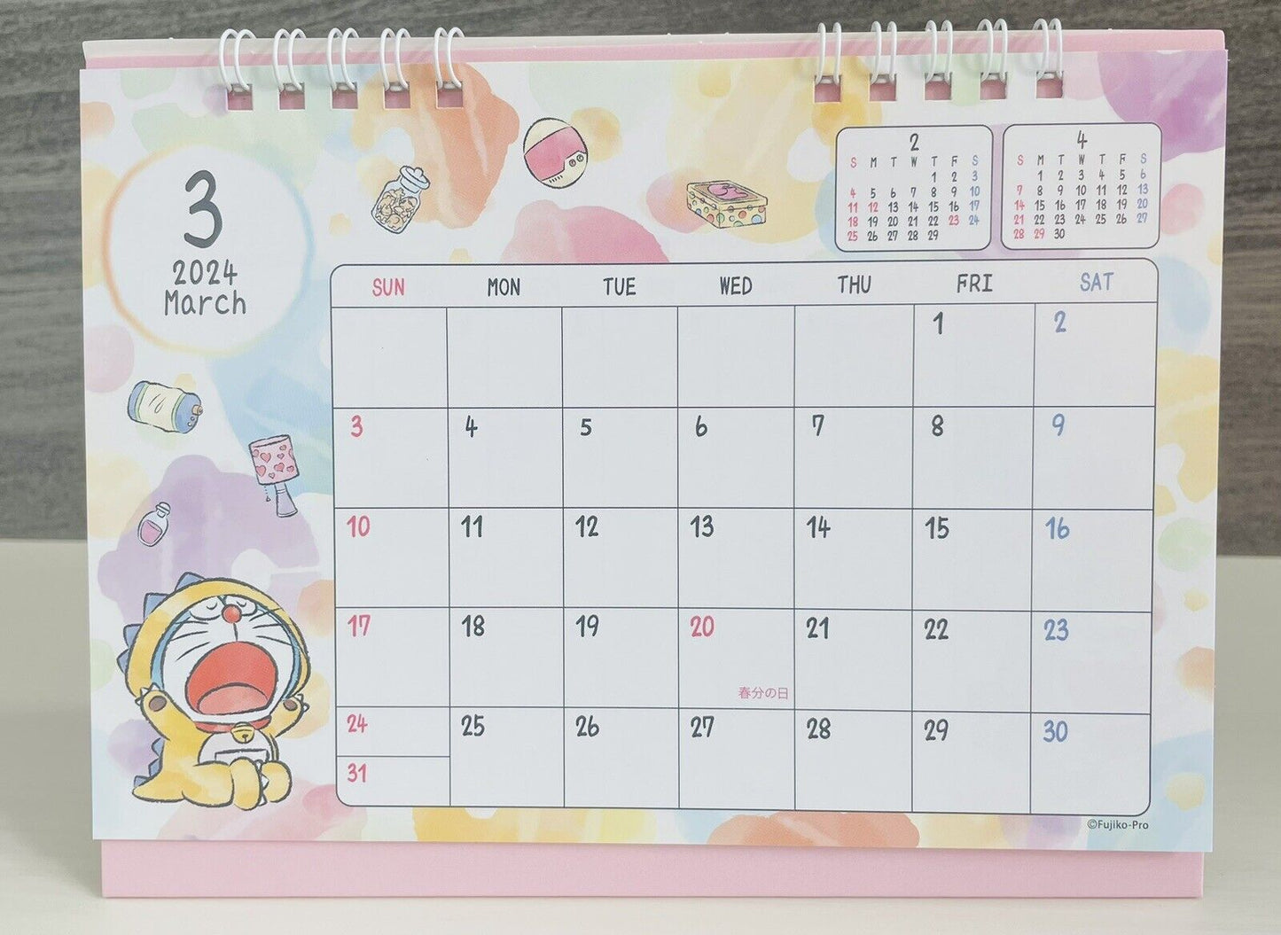 Doraemon desk calendar 2024,from January to December,Japanese Edition.new,Sealed