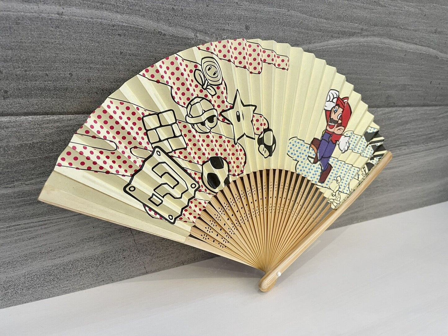 Super Mario Bros SENSU Folding Fan Club Nintendo Limited from Japan Rare