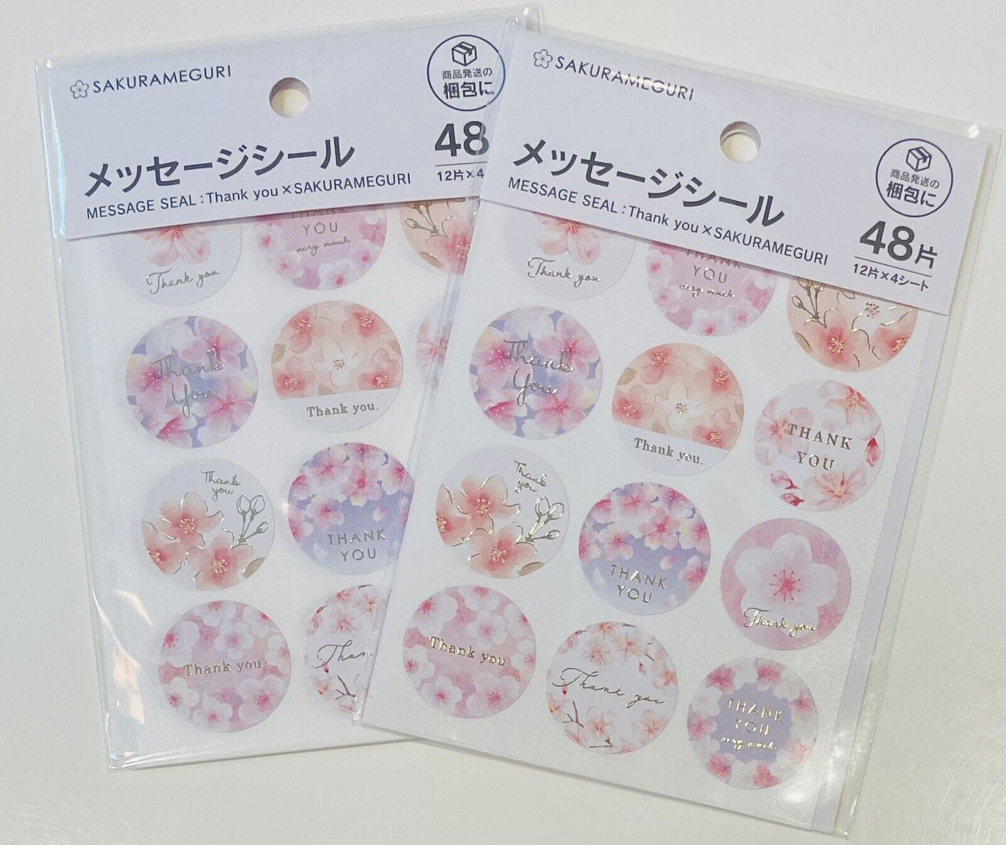 Thank You Stickers Cherry Blossoms 96 pieces,2 sheets.new.made In Japan