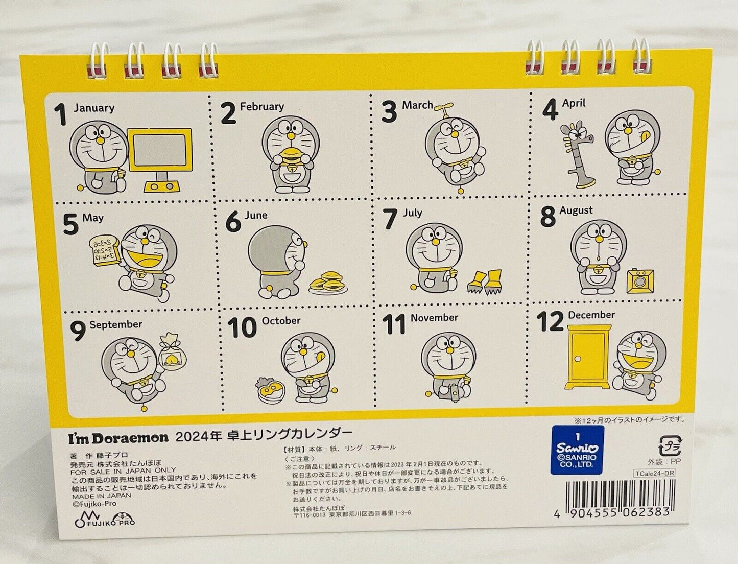 Doraemon desk calendar 2024,from January to December,Japanese Edition.new!