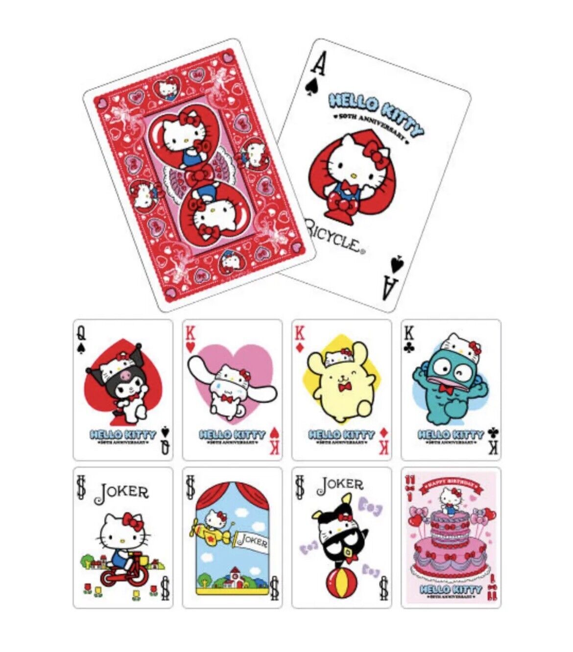 Bicycle Hello Kitty Playing Cards 50th Anniversary of Hello Kitty New,Sealed