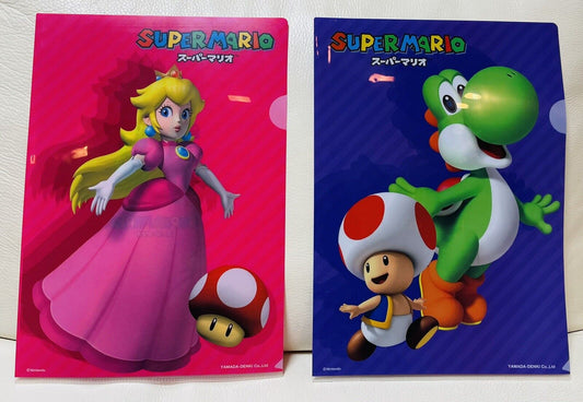 Super Mario Bros. Folders/Princess Peach,Yoshi/2 pieces/Double-sided/A4 size