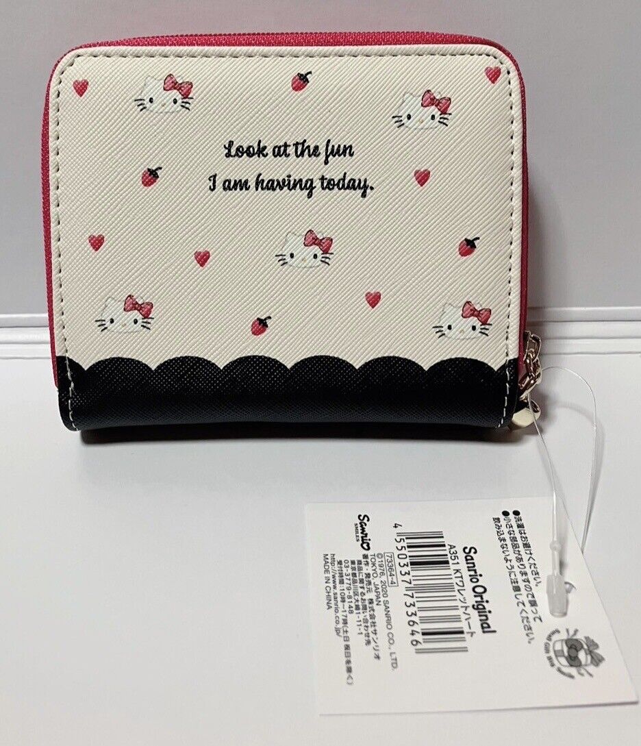 Hello Kitty Wallet Purse Heart and Strawberry ♡ New from Japan