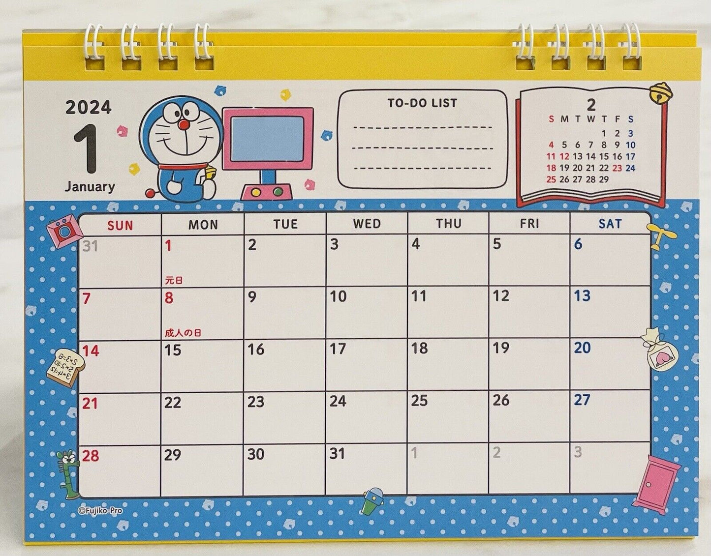 Doraemon desk calendar 2024,from January to December,Japanese Edition.new!