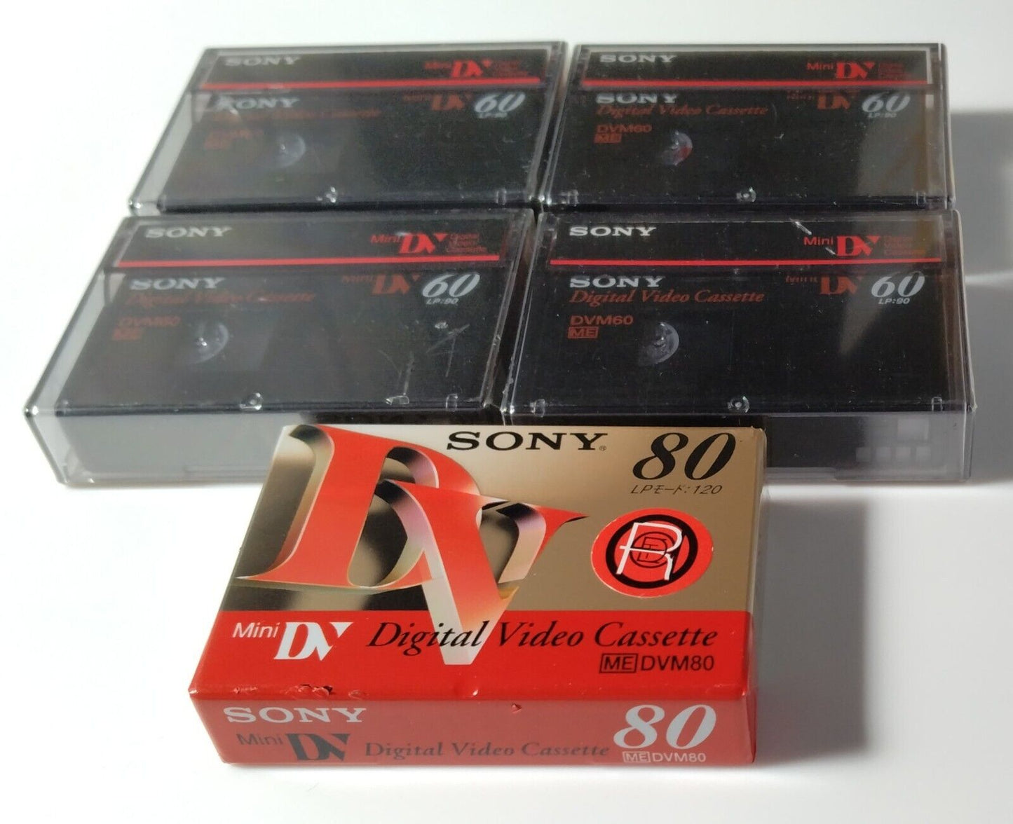 Sony mini DV tape cassette 60 minutes 4pcs (DVM60) plus 80 minutes 1pcs(DVM80)