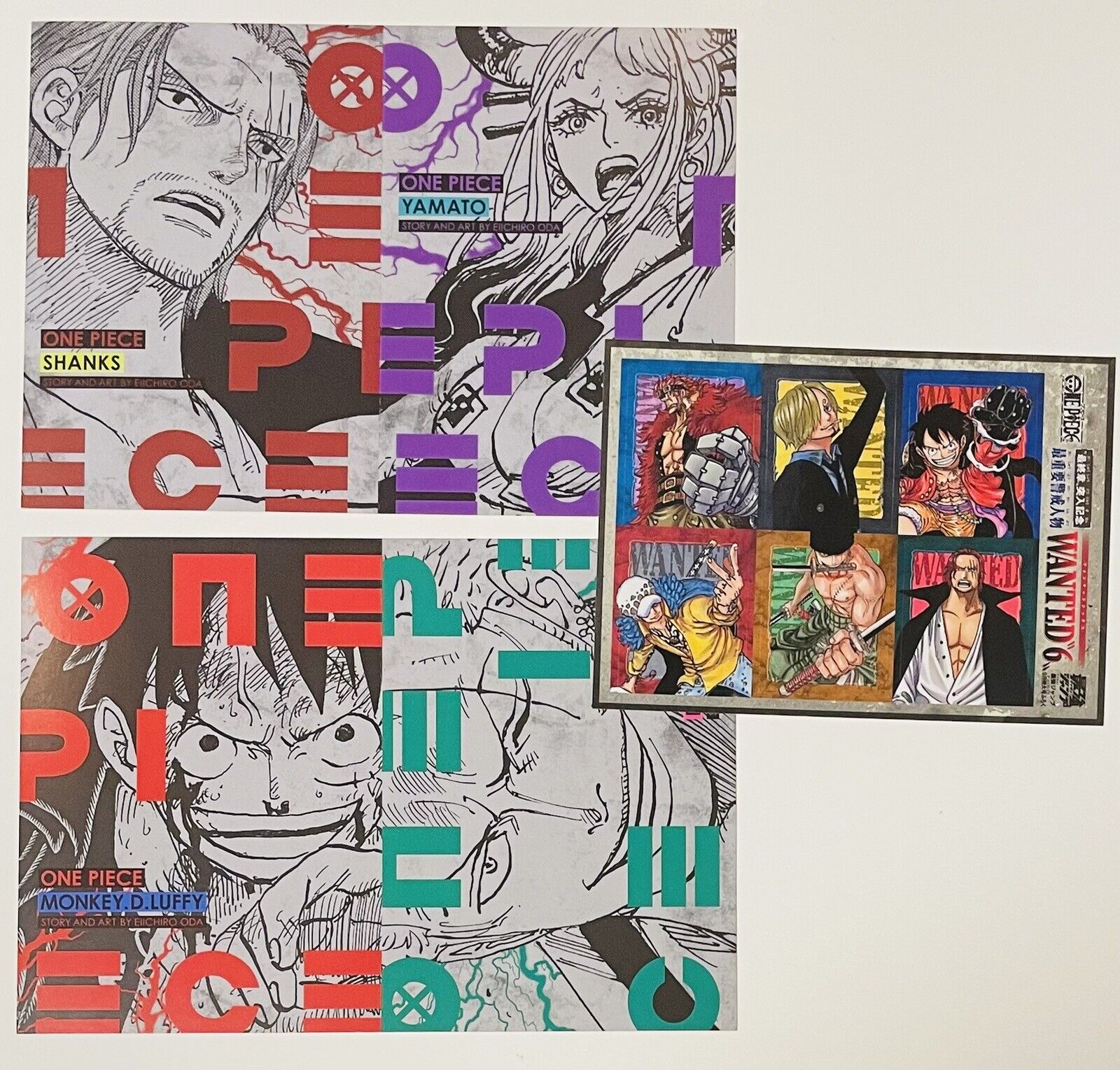 One Piece Stickers and 4 postcards/Luffy, Shanks,Yamato,Zoro.New/Rare/from Japan