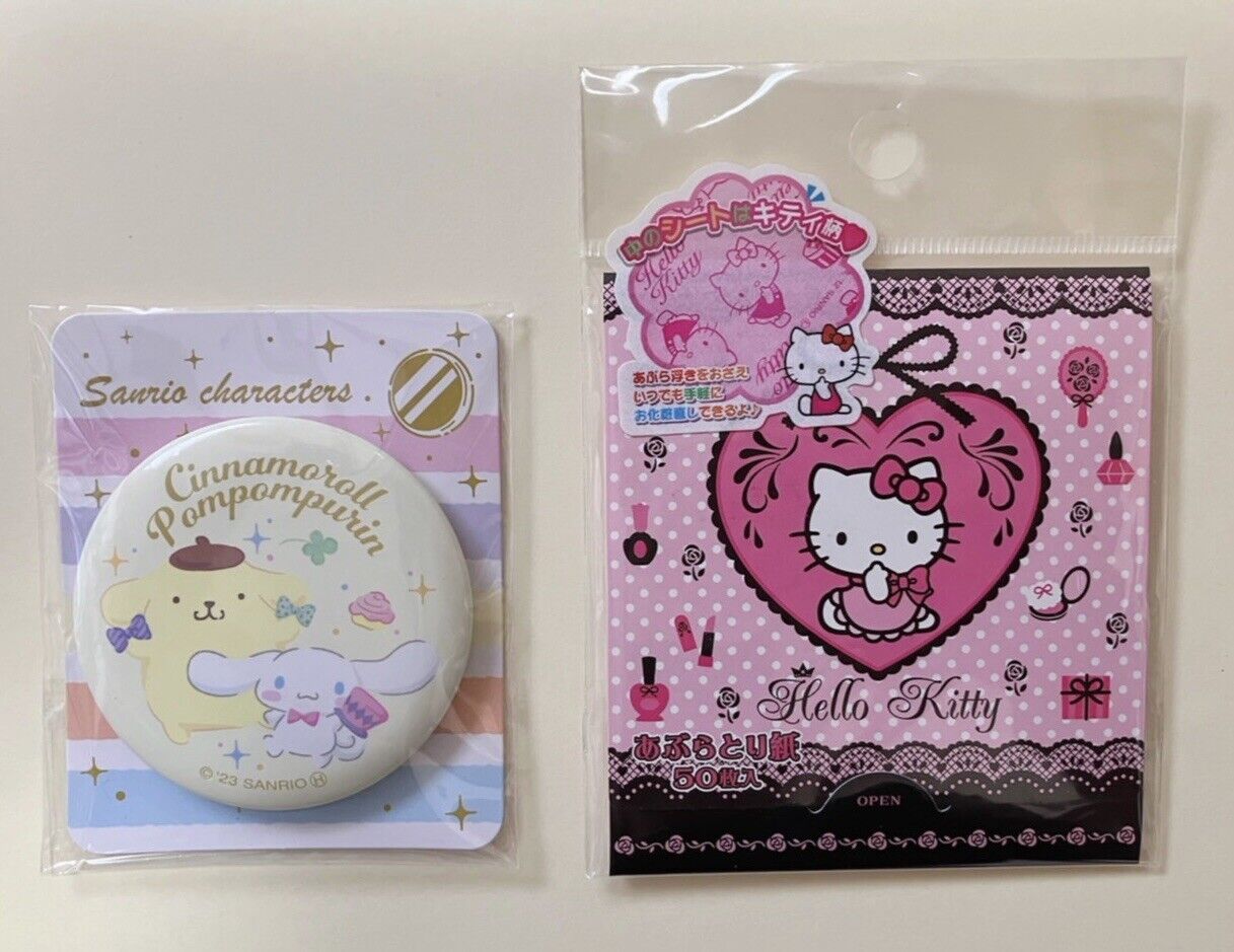 Sanrio Characters Compact Mirror and Hello Kitty Blotting Paper ♡