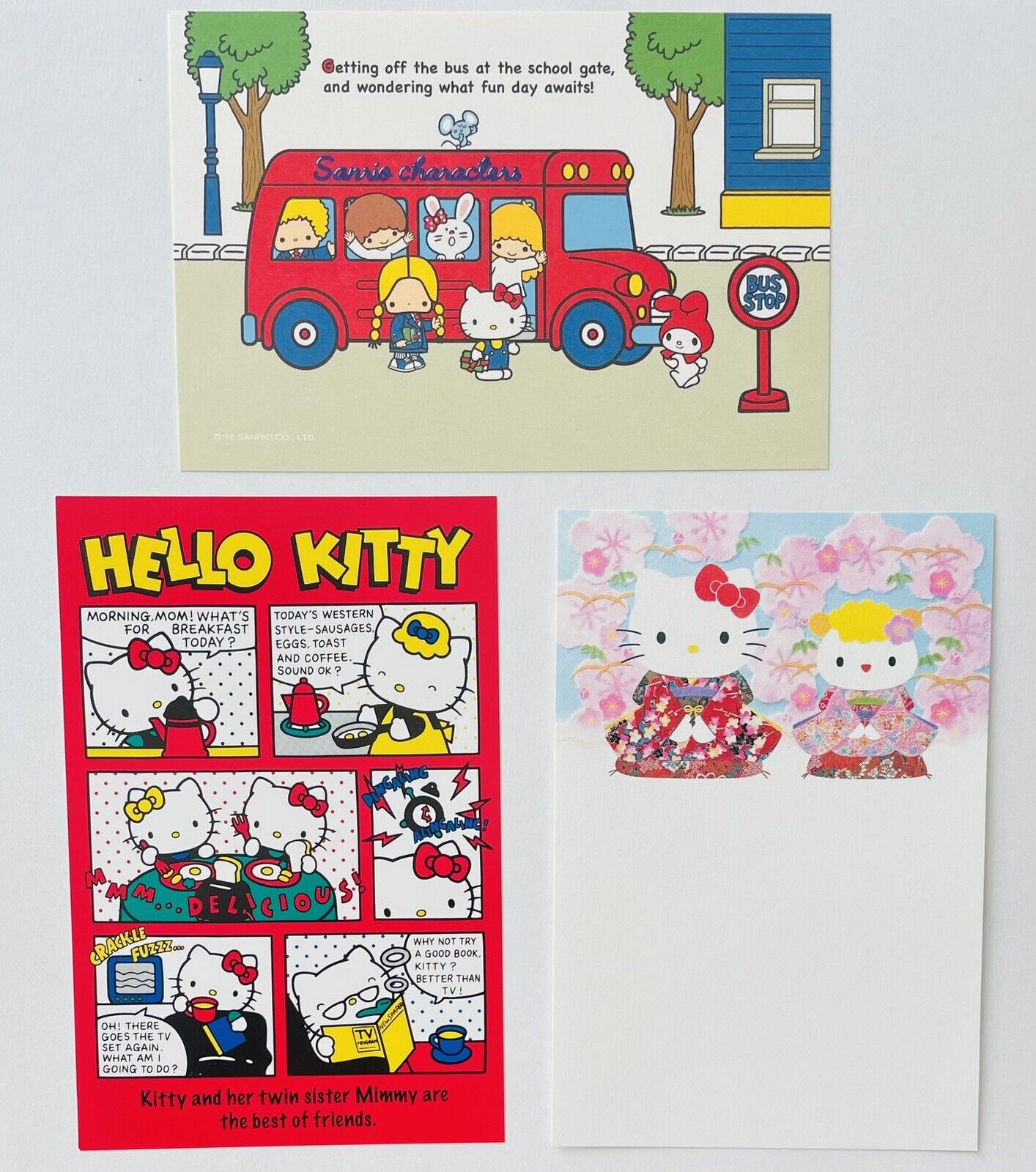 Hello Kitty and Sanrio Characters Postcards,3 cards.2002,2012,2016,rare☆