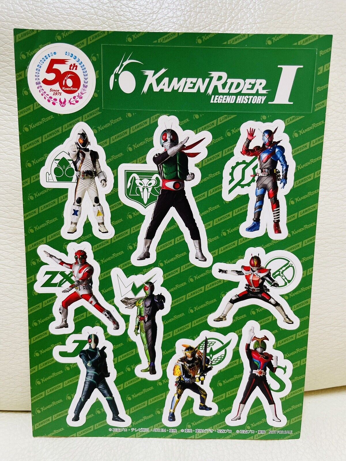 KAMEN RIDER Stickers. 4 sheets.50th Anniversary