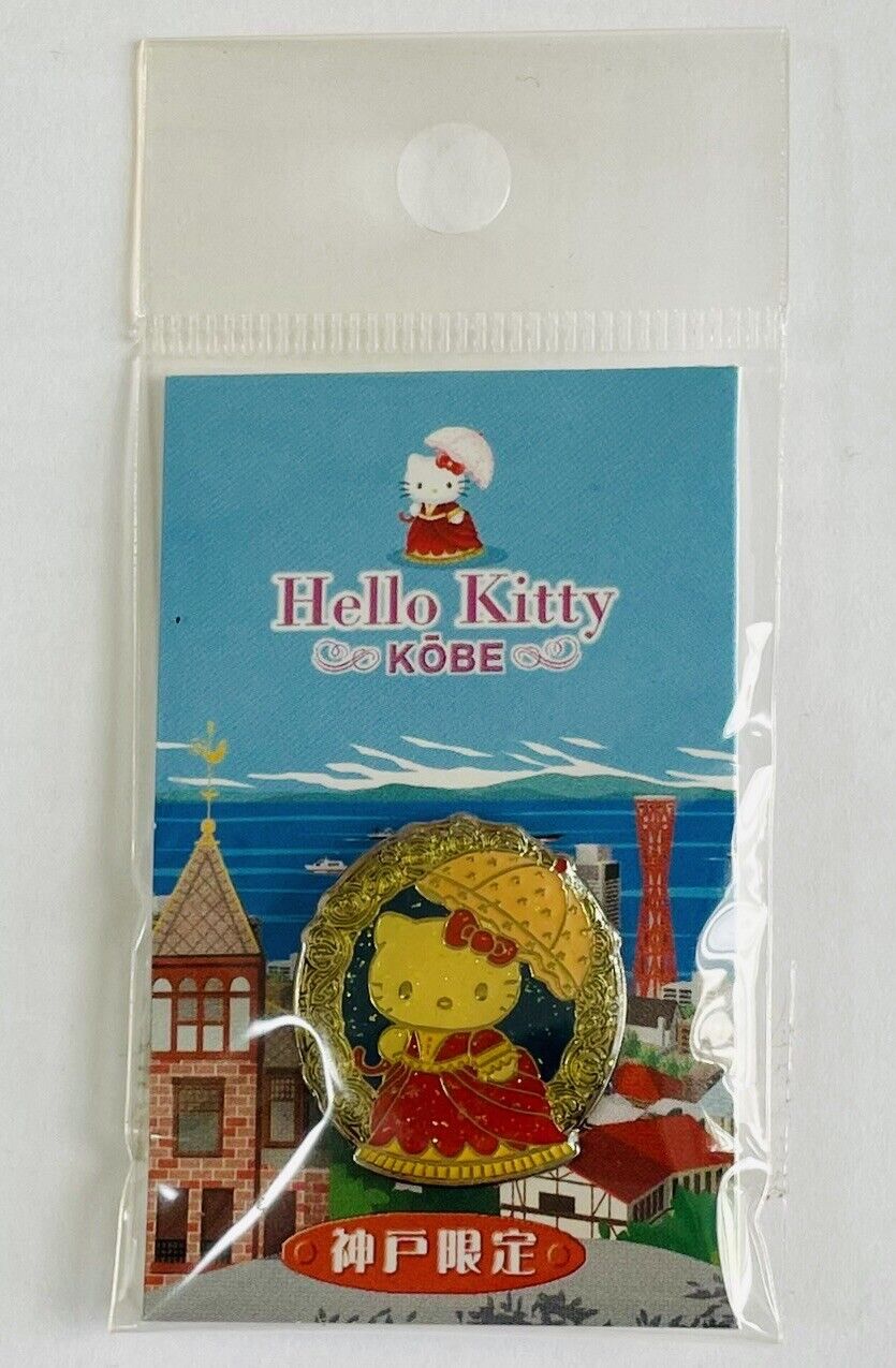 Hello Kitty Metal Pin Badge Japan Kobe City Limited Made in 2001 New Sealed