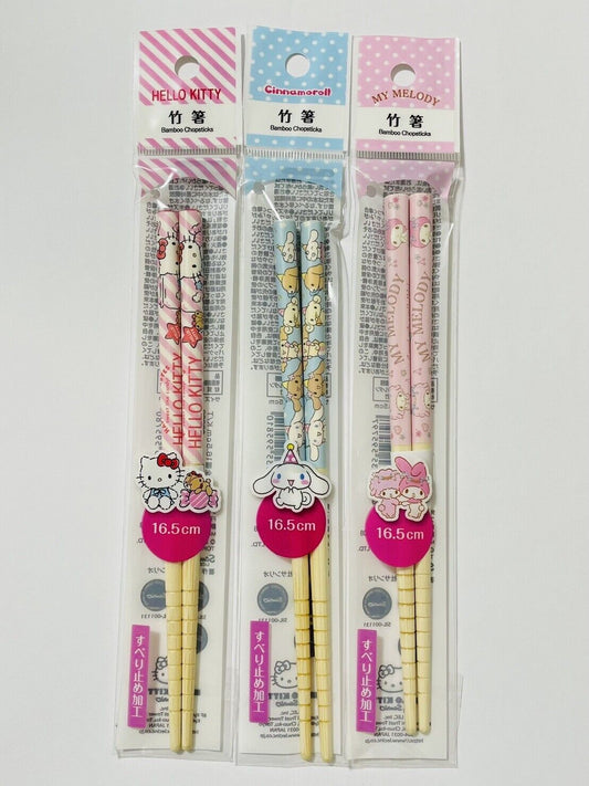 My Melody Hello Kitty Cinnamoroll Bamboo Chopsticks. 16.5cm. for kids.from Japan