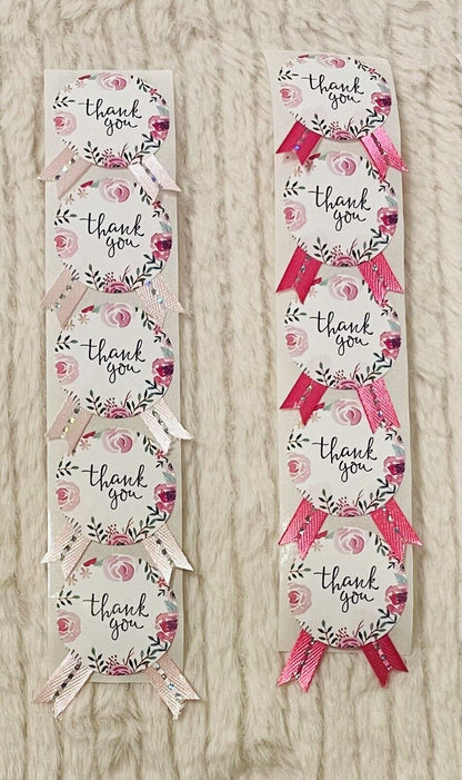 Thank You Stickers with Ribbons, 40 Pieces, 2 Colors,DIY