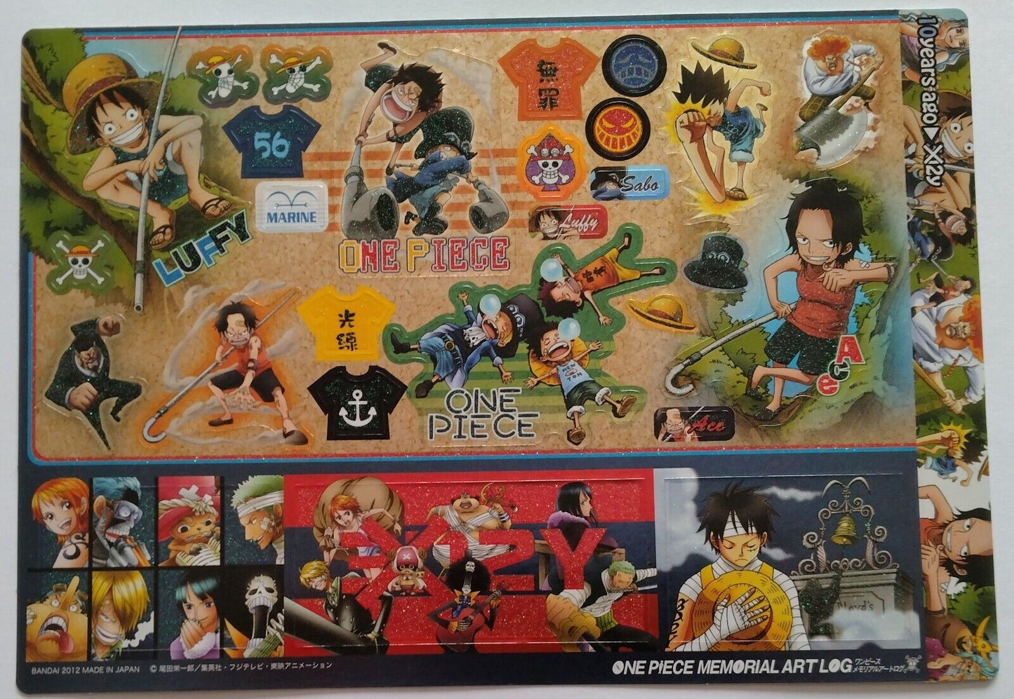 One Piece stickers sheet/big size/Child hood/Memorial Art Log 2012/Rare/Japan