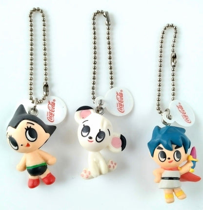 Coca Cola Astro Boy , JUNGLE EMPEROR LEO and Triton Keychain Mini Figure Set