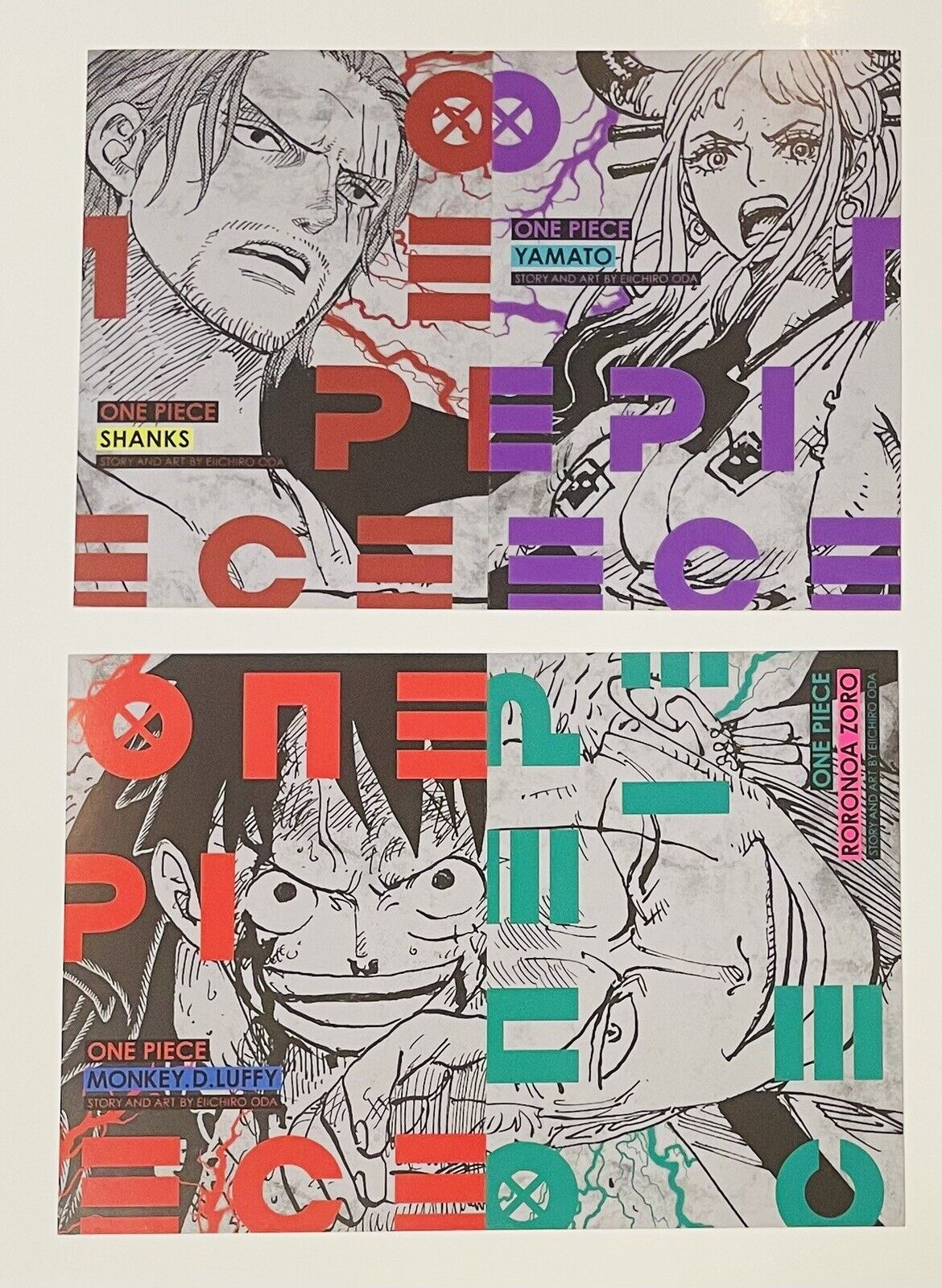 One Piece Stickers and 4 postcards/Luffy, Shanks,Yamato,Zoro.New/Rare/from Japan