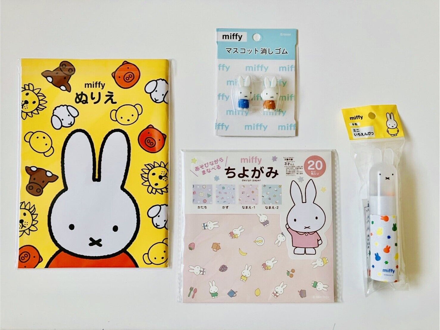 miffy Coloring Book Colored Pencils Chiyogami Folding Papers Erasers Set♡