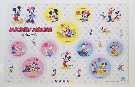 Mickey Mouse and friends stamps Japan Post 80yen×10/2012/very good condition