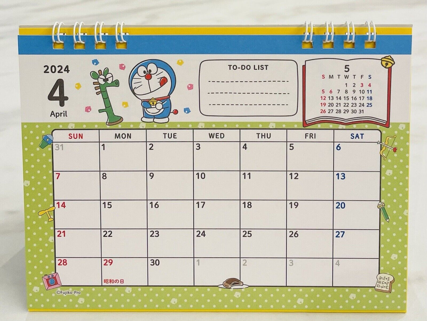 Doraemon desk calendar 2024,from January to December,Japanese Edition.new!