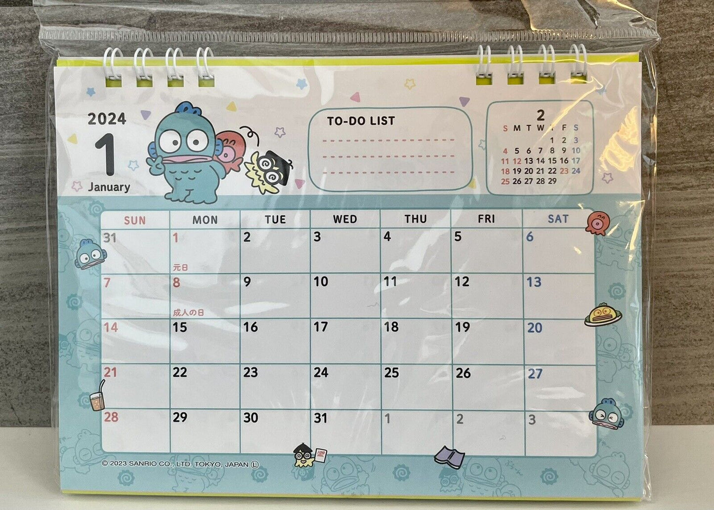 Sanrio Hangyodon desk calendar 2024,January to December,Japanese Edition