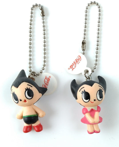 COCA COLA Atro Boy and URAN Keychain Mini Figure Set Osamu Tezuka 2006 Rare