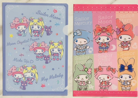 Sailor Moon and My Melody collaborated Folders,A5 size,2 pieces.Rare☆