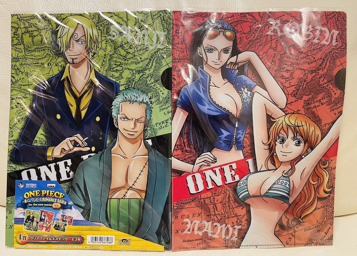 ONE PIECE File Folders Nico Robin and Nami,Sanji and Zoro.2 pieces.A4 Size