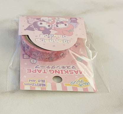 Sanrio My Melody and Kuromi Washi Tapes♡12mm×4m New Unsealed from Japan