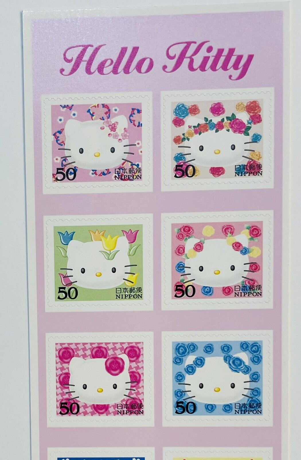 Hello Kitty Postage Stamps issued in 2004,rare,50yen×10,very good condition