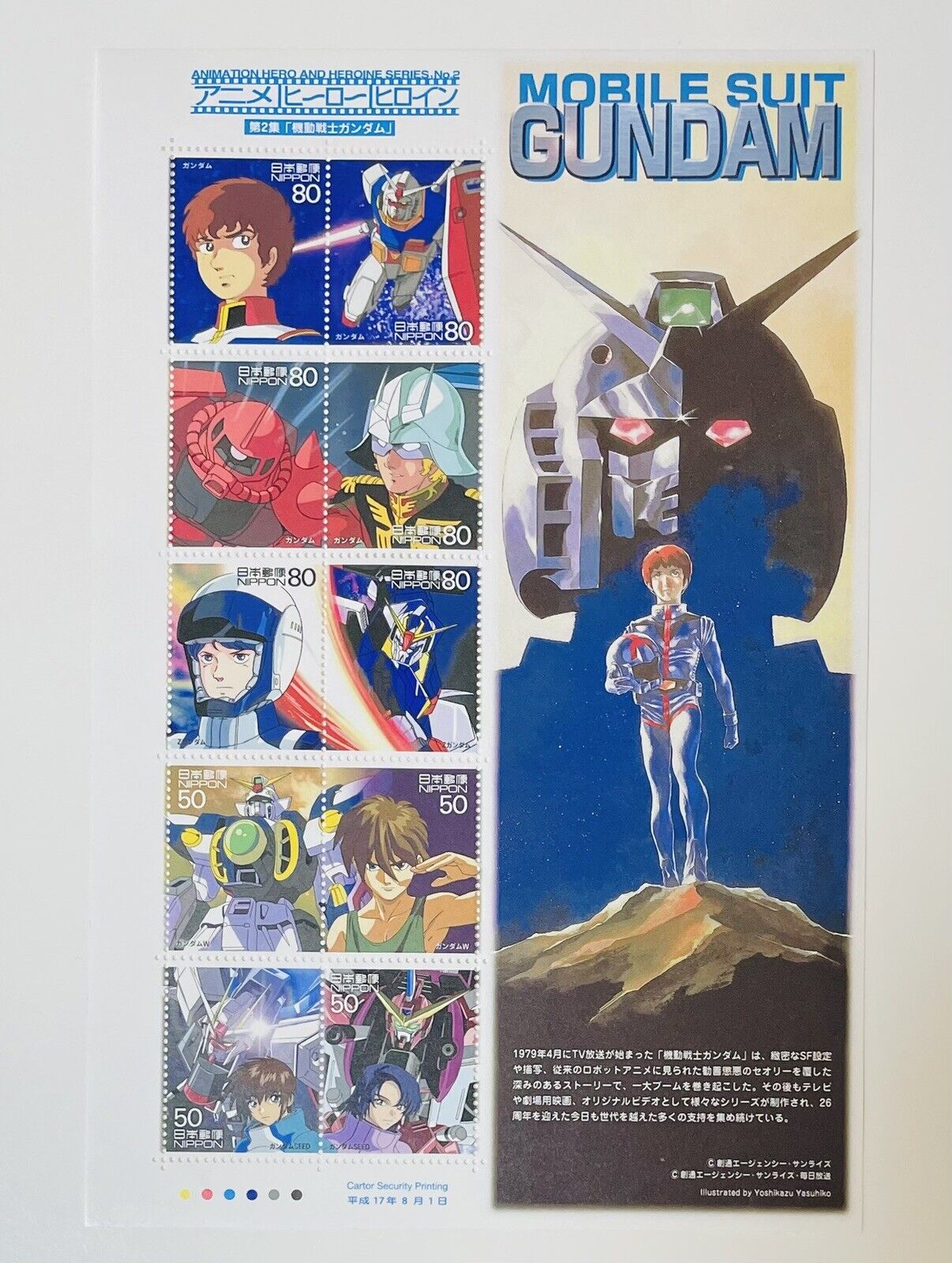 GUNDAM Stamps Japan Post/2005/80yen×10