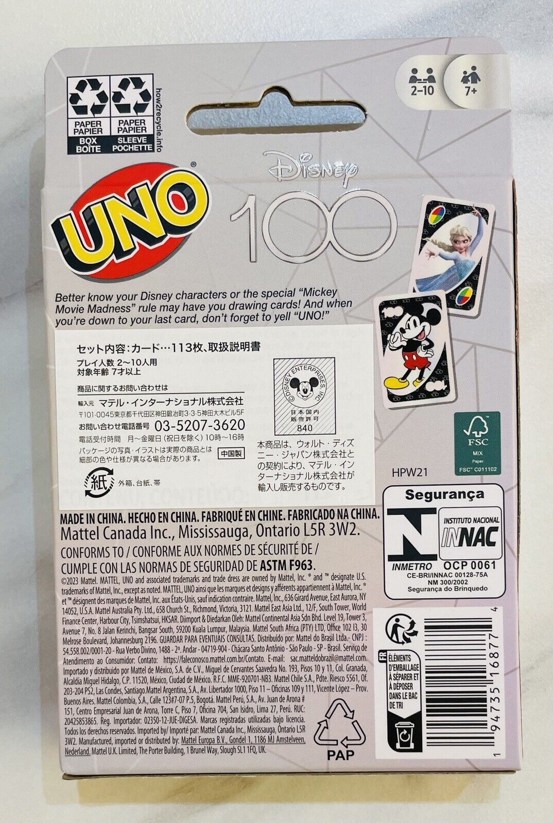 Disney 100th Anniversary UNO Cards,New.