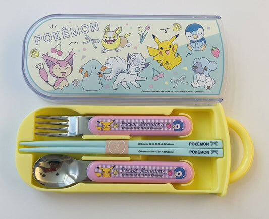 Pokemon Chopsticks Spoon and Fork Set with Case,New Sealed,from Japan