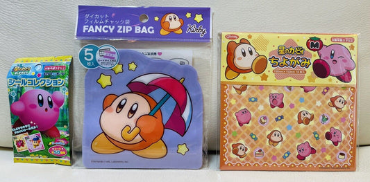 Kirby stickers, Folding Papers(Origami,Chiyogami) and Waddle Dee Zip bags