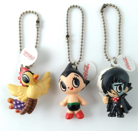 Coca Cola Astro Boy , Black Jack and Phoenix Keychain Figure Set Osamu Tezuka