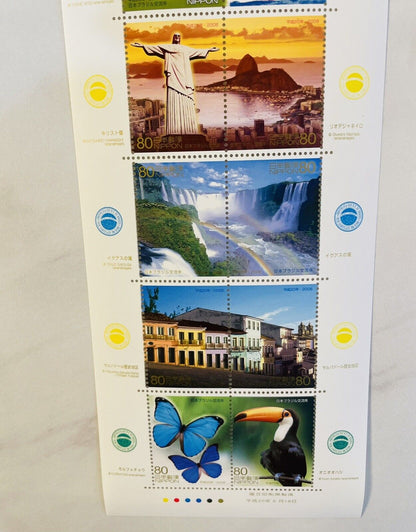 Japan Brazil Friendship Year 2008 Postage Stamps 80yen×10