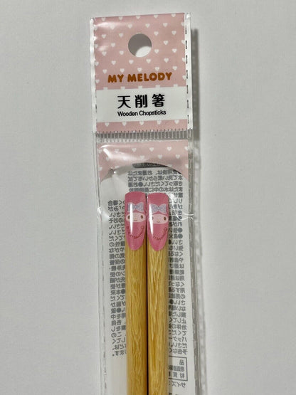 Hello Kitty and My Melody Chopsticks Made of Wood 21cm from Japan