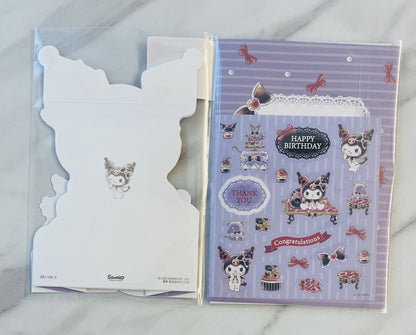 Sanrio Kuromi Birthday Card Set ♡ Pop up card Stickers Envelope