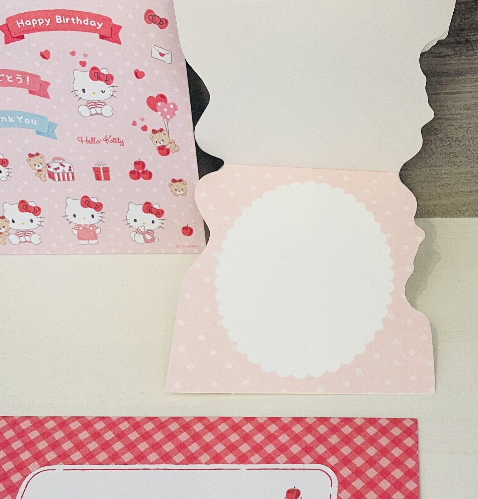Sanrio Hello Kitty Birthday Card Set ♡ Pop up card Stickers Envelope