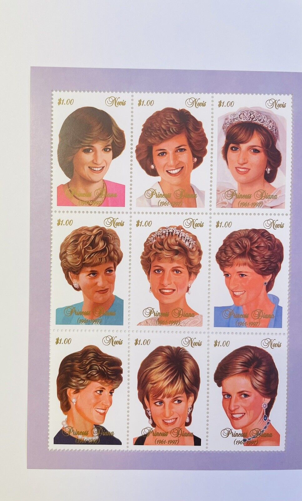 Diana, Princess of Wales (1961-1997) Nevis Postage Stamps Good Condition