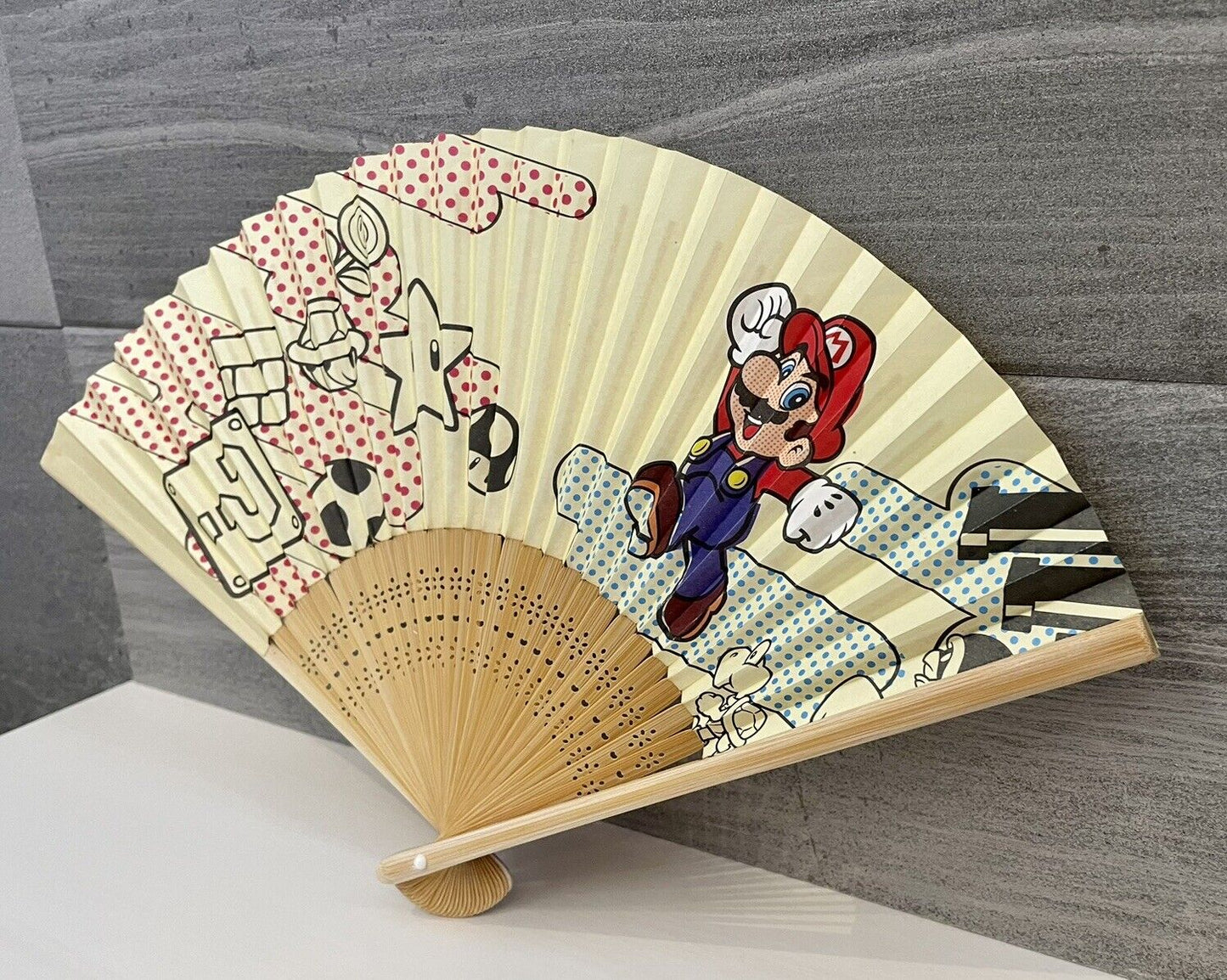 Super Mario Bros SENSU Folding Fan Club Nintendo Limited from Japan Rare